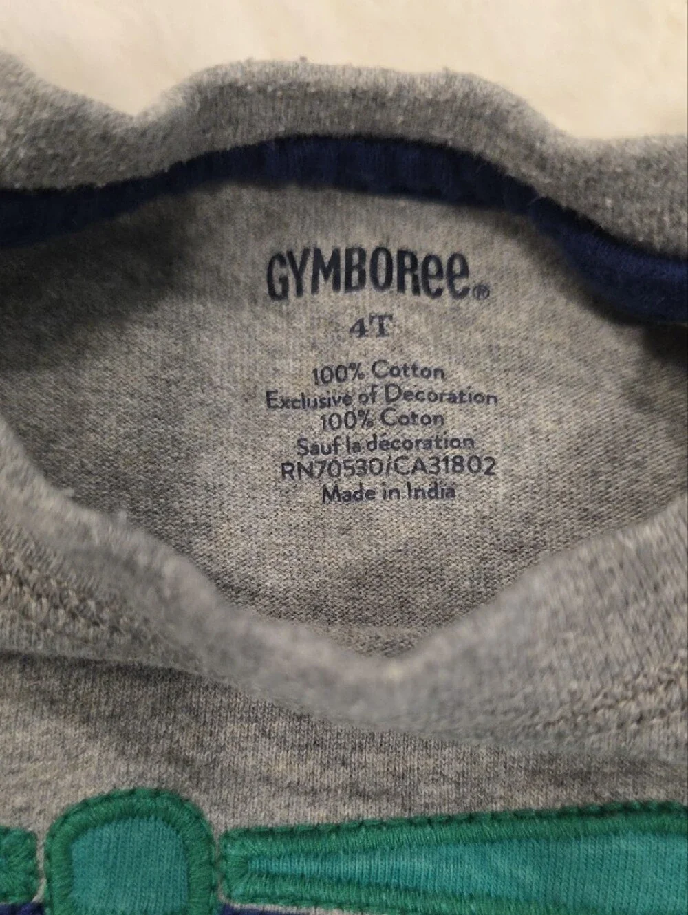 Gymboree Grey Tee with Navy & Teal Helicopter